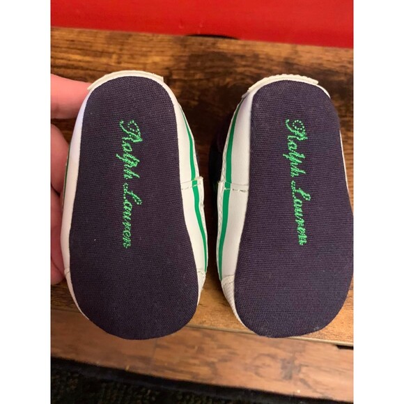 NIB Ralph Lauren Layette Size 1 6 Weeks -3 Months Baby Shoes Embroidered Pony - Picture 5 of 7